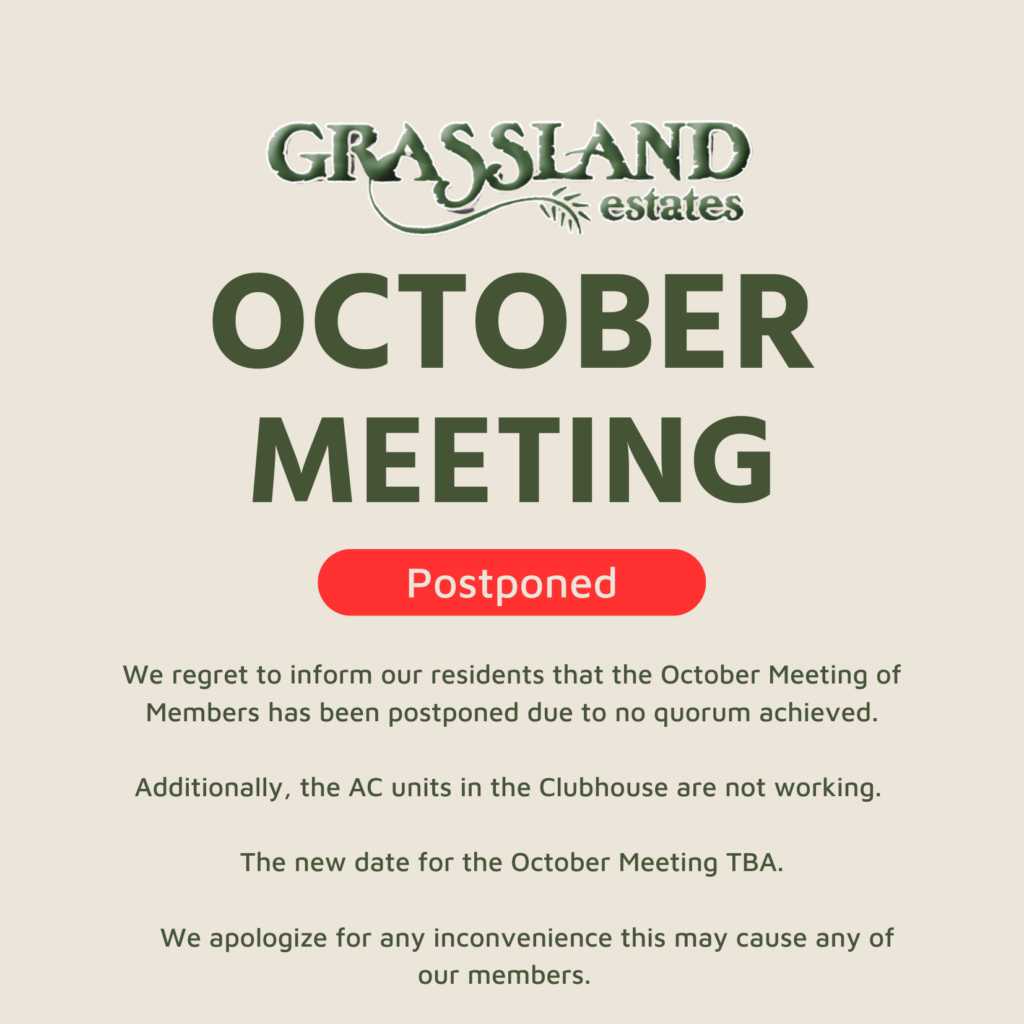 October Meeting Postponed